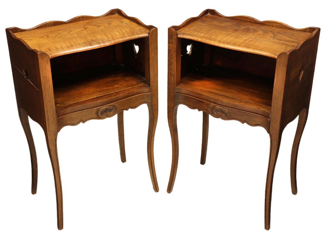 (2) FRENCH LOUIS XV STYLE OAK NIGHTSTANDS (1 of 2)