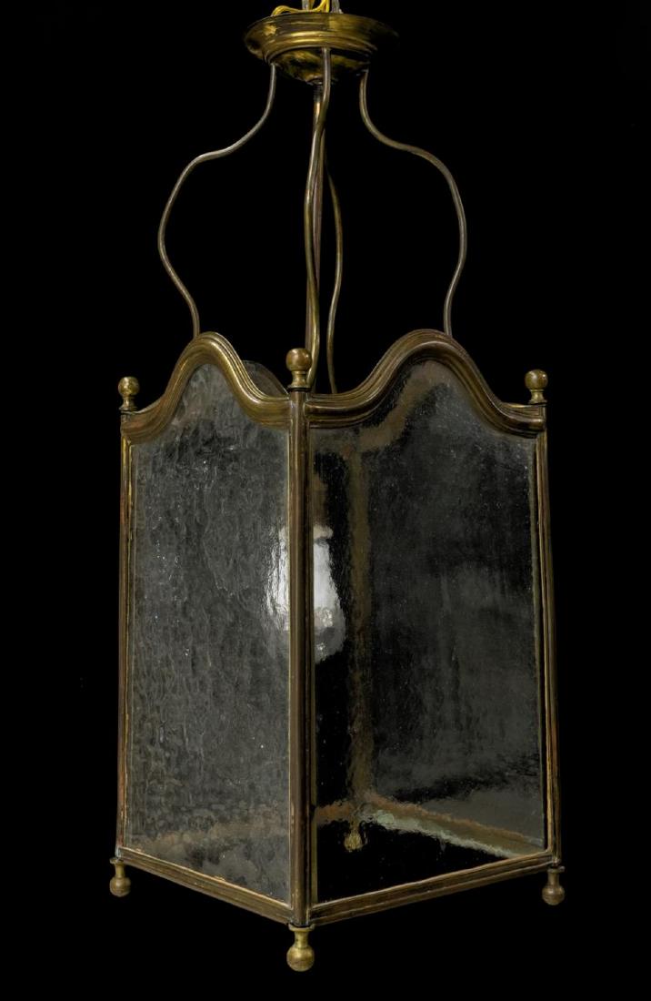ITALIAN BRASS & GLASS SINGLE-LIGHT CEILING LANTERN (1 of 2)