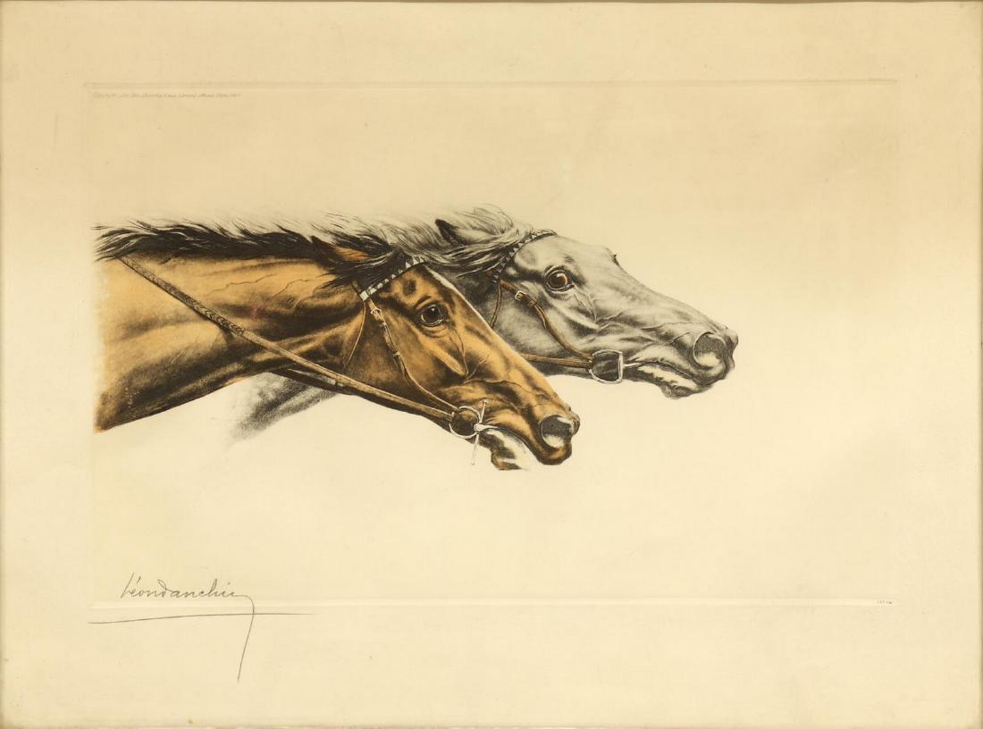 LEON DANCHIN (D.1938) EQUESTRIAN COLOR ETCHING (1 of 5)