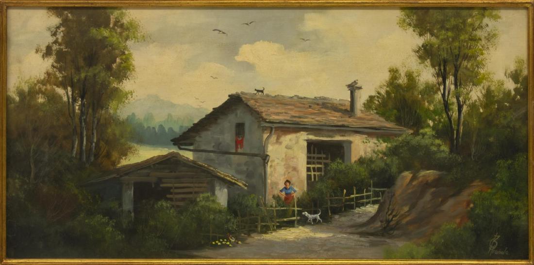 FRAMED PASTORAL OIL PAINTING, SIGNED B. GIANOLA (1 of 4)