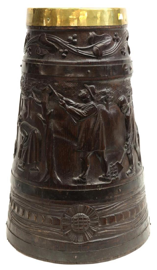 FRENCH FIGURAL CARVED OAK SLATTED BARREL (1 of 3)