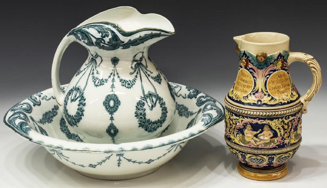 3)ENGLISH PITCHER & BOWL & GERMAN DRINKING PITCHER (1 of 5)