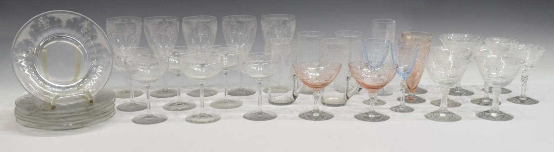 (35) ETCHED ELEGANT GLASS TABLEWARE (1 of 10)