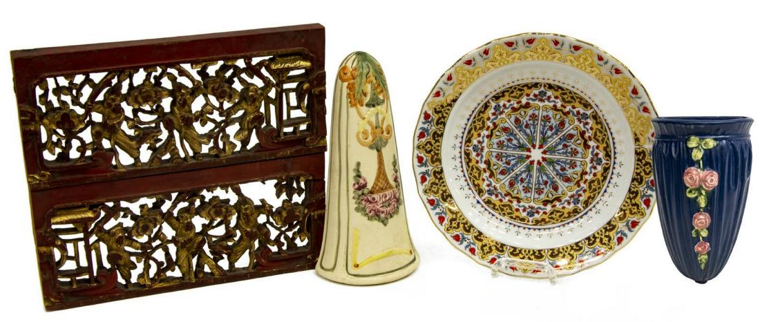 (5) KUTAHYA PORCELAIN PLATE & WELLER WALL POCKET (1 of 5)