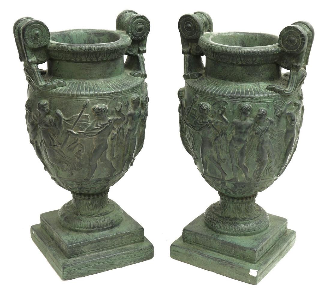 (2) NEOCLASSICAL CAST PLASTER VOLUTE VASES TOWNLEY (1 of 3)