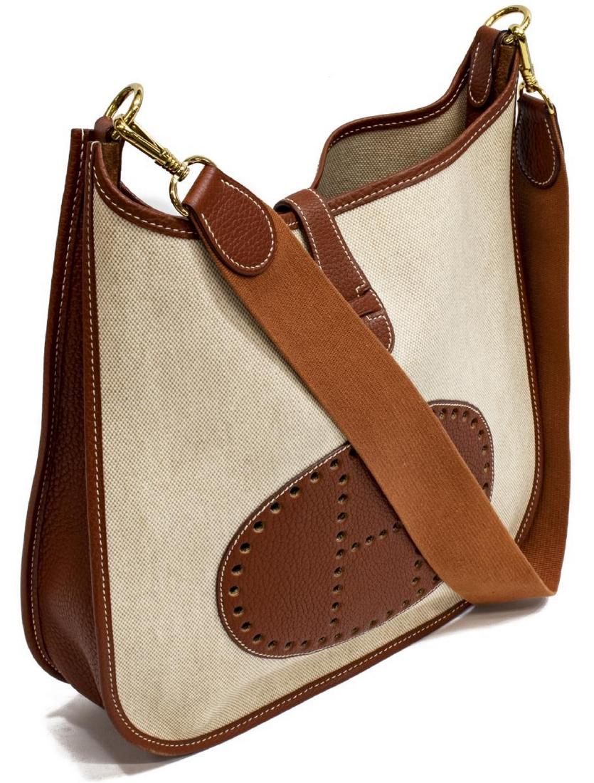 HERMES 'EVELYNE 1" BEIGE TOILE LOGO SHOULDER BAG (1 of 4)