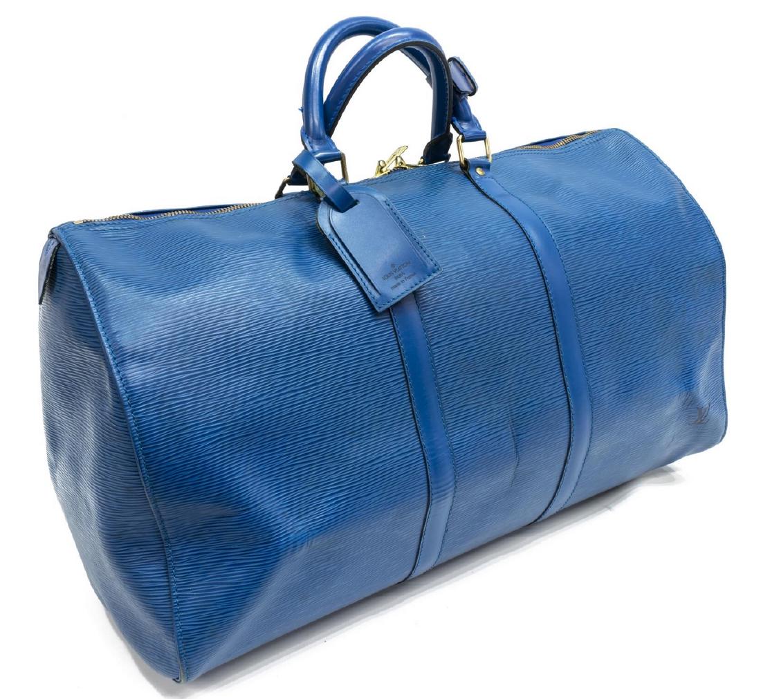 LOUIS VUITTON 'KEEPALL' BLUE EPI LEATHER DUFFLE (1 of 4)