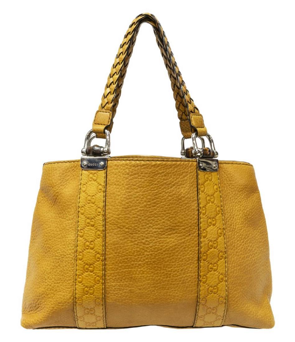 GUCCI 'BAMBOO BAR' GOLD TEXTURED LEATHER TOTE BAG (1 of 4)