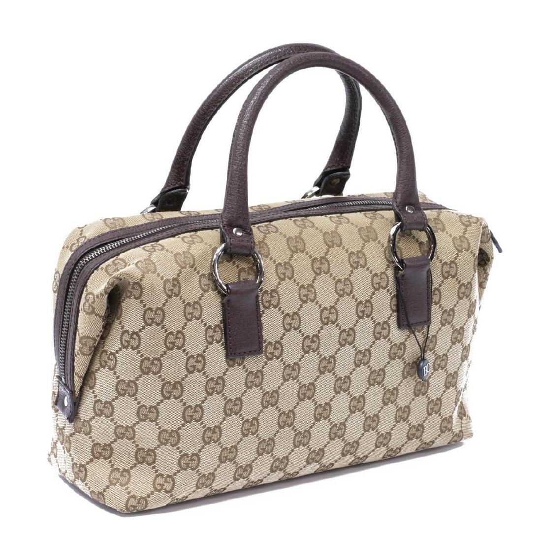 GUCCI 'BOWLING' BEIGE MONOGRAM CANVAS HANDBAG (1 of 5)