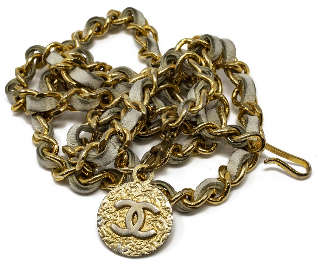 CHANEL GOLD-TONE LINK & LEATHER CHAIN BELT (1 of 5)