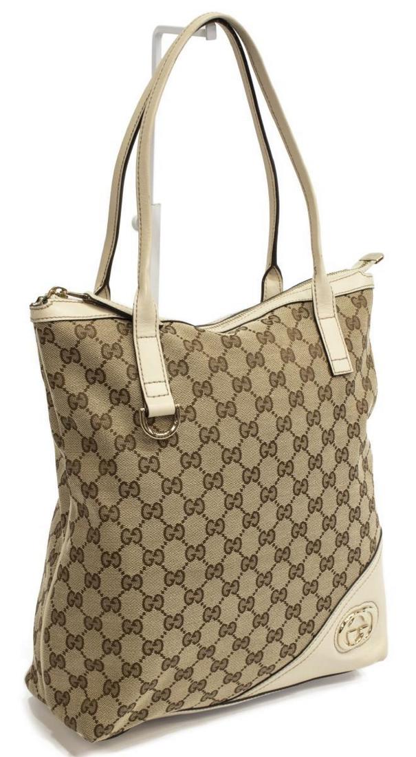 GUCCI BEIGE MONOGRAM COATED TALL TOTE BAG (1 of 4)