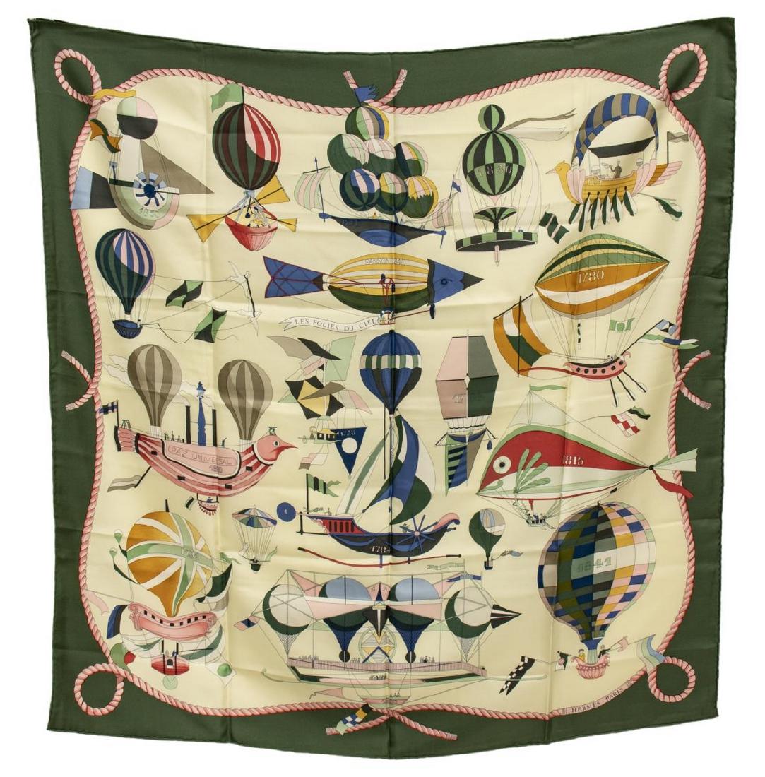 HERMES SILK TWILL SCARF, 'LES FOLIES DU CIEL' (1 of 2)