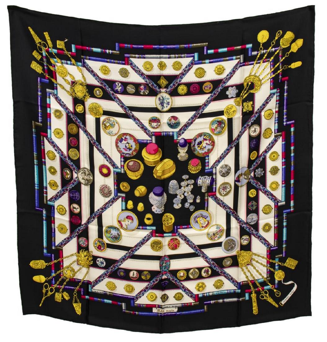 HERMES SILK TWILL SCARF, 'PETITE MAIN' (1 of 3)