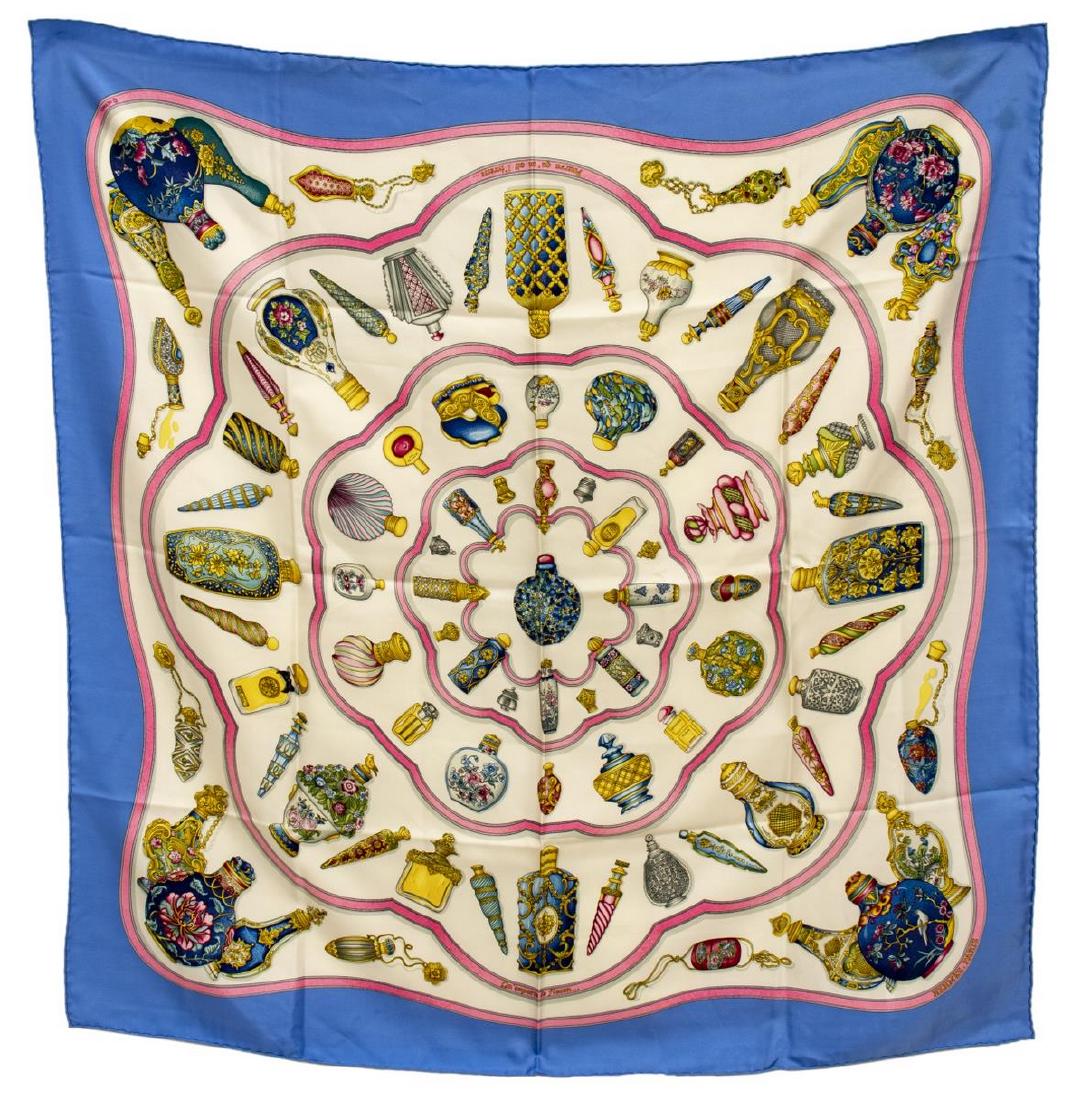 HERMES SILK TWILL SCARF, 'QU'IMPORTE LE FLACON' (1 of 2)