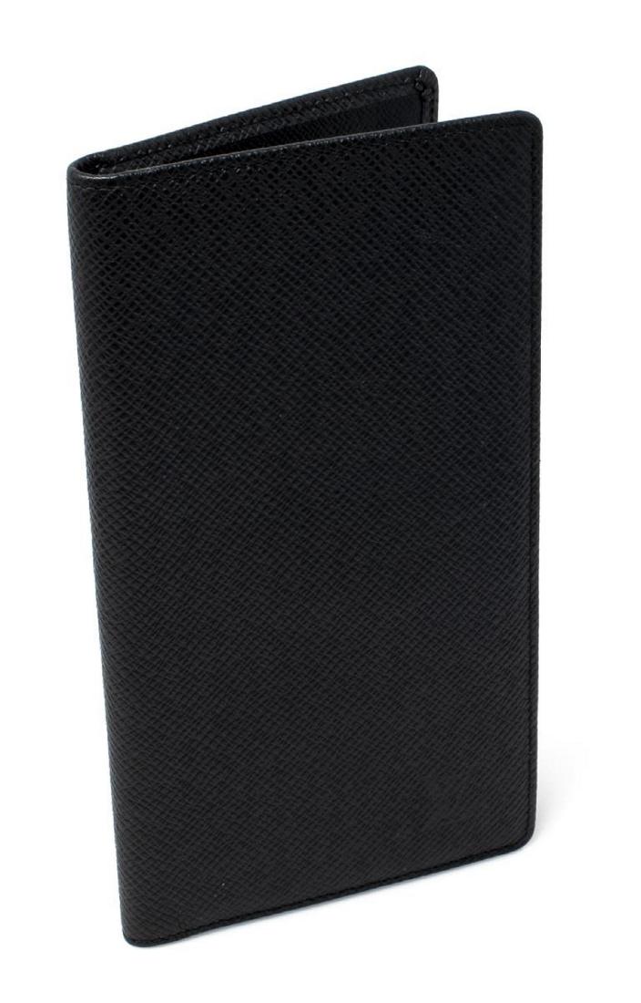 LOUIS VUITTON BLACK TAIGA LEATHER VERTICAL WALLET (1 of 3)
