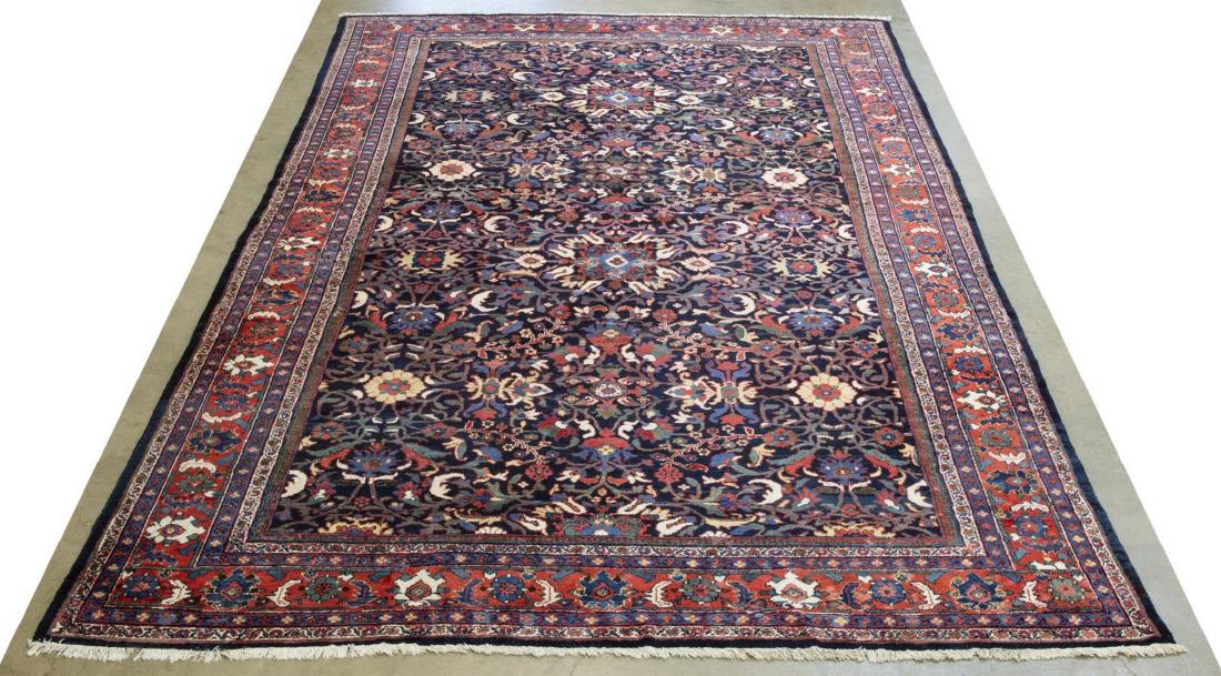 HAND-TIED PERSIAN MAHAL RUG, 18'11" X 11'6": Hand-tied Persian Mahal rug, c. 1930s, wool pile on cotton foundation, small repairs, approx 18'11"l, 11'6"w