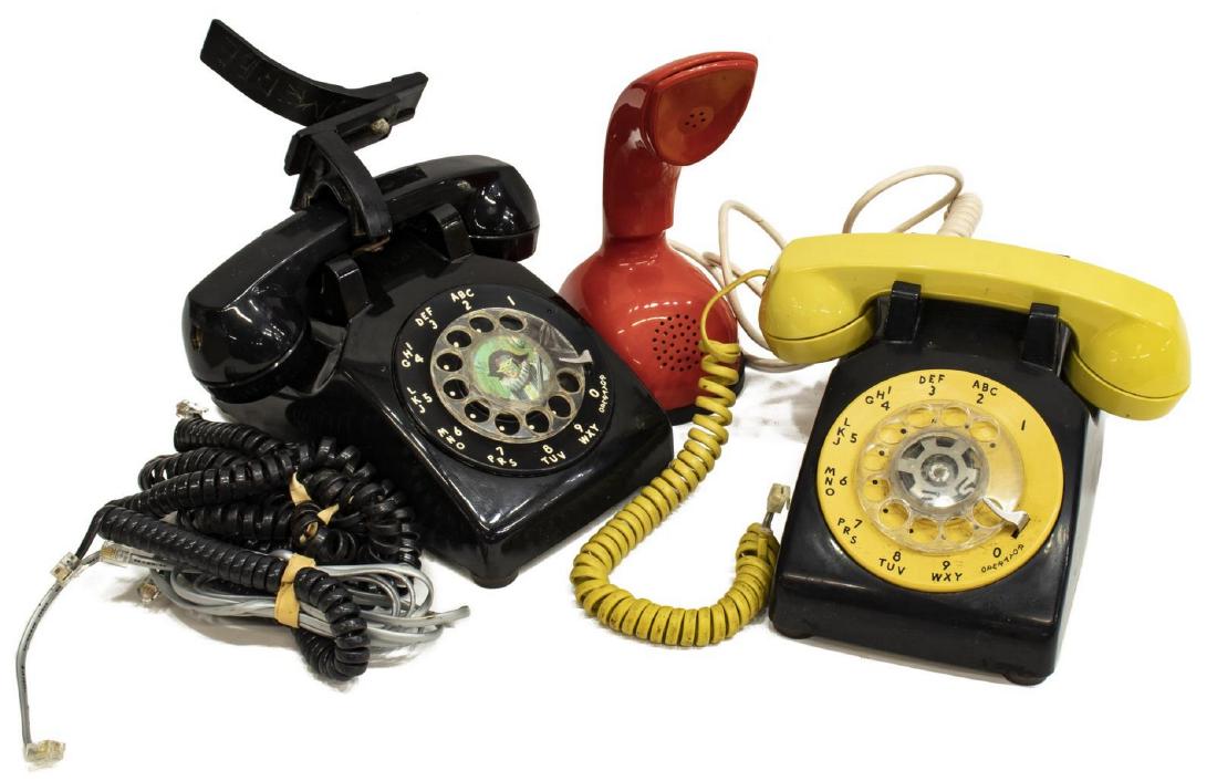 (3) BELL SYSTEM & ERICOFON 'COBRA' TELEPHONES: (lot of 3) Mid-century modern telephones, c.1950s-1960s, including: (2) Western Electric Bell System Model 500 rotary dial telephones, designed by Henry Dreyfuss (United States, 1904-1972), (one) with