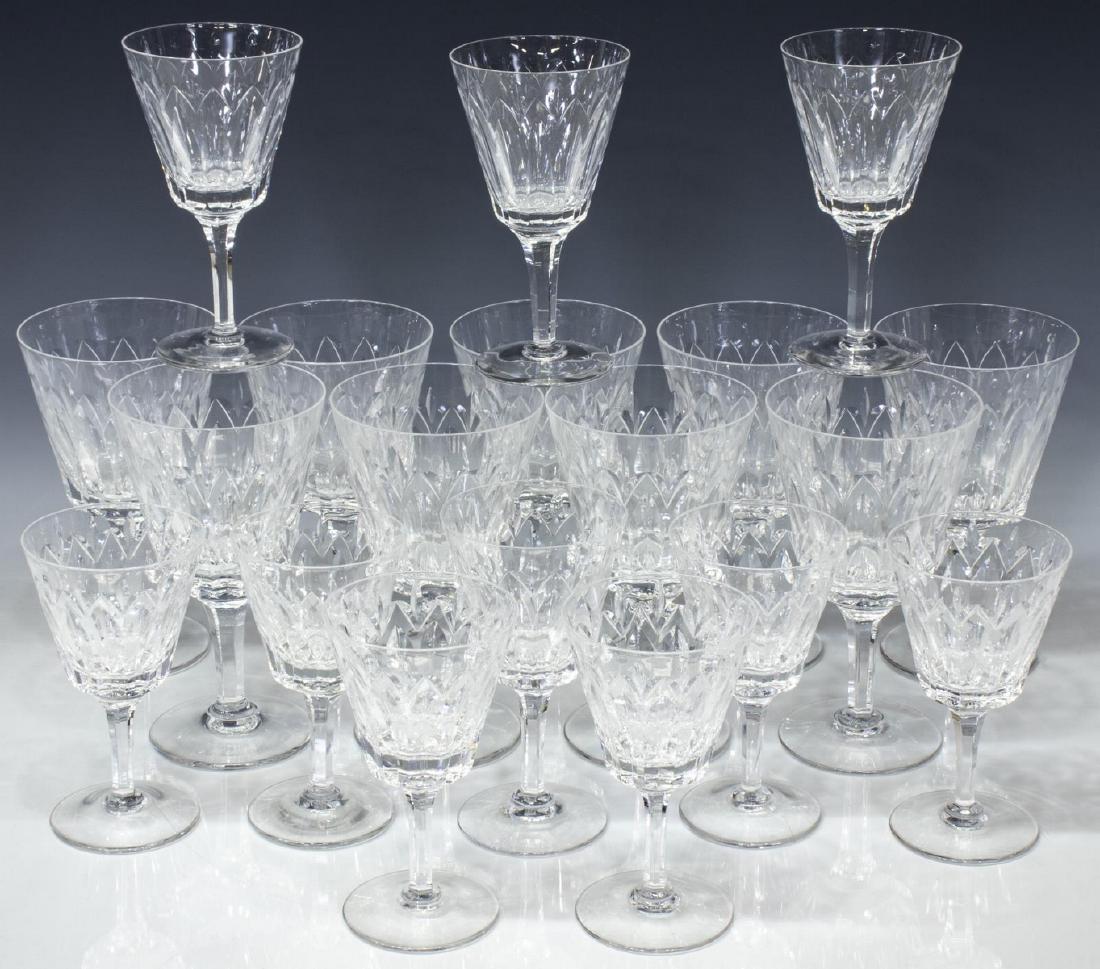 (19) ENGLISH STUART "ABBEY" CRYSTAL STEMWARE: (lot of 19) English Stuart "Abbey" crystal stemware, with fan cutting, deep vertical cuts, on plain foot, including: (9) water goblets, approx 6.5"h, (4) port wine stems, approx 5.5"h, (6) wine stems,