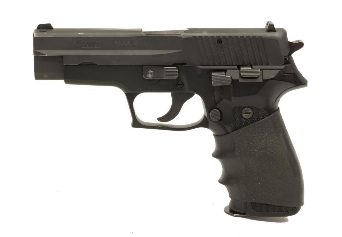 SIG SAUER P226 PISTOL, 9MM CALIBER: Sig Sauer P226 pistol, 9mm caliber, double action, 4.4" barrel, fifteen round detachable magazine, black finish, checkered grips with added rubber finger rest, SN U485XXX *REQUIRES FFL TRANSFER* **Pro