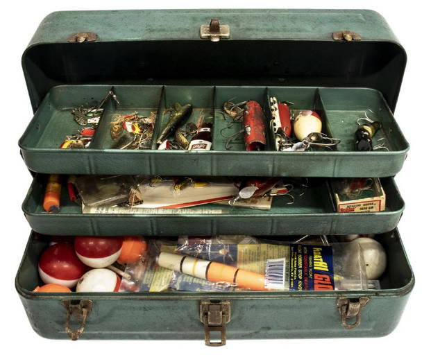 Vintage Fishing Tackle Box, Tackle, Old Reel