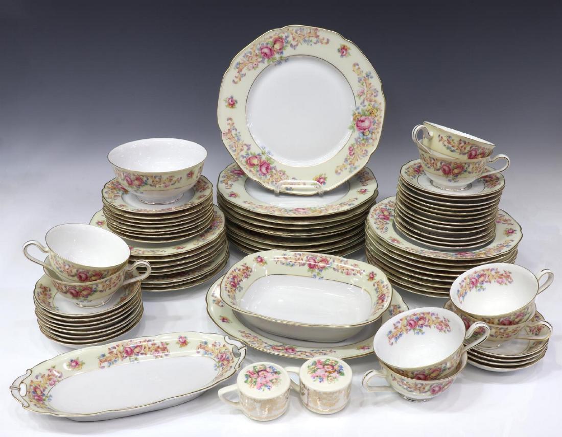 (60) BAVARIA TIRSCHENREUTH CAMBRIA DINNER SERVICE: (lot of 60) Tirschenreuth dinner service, in the Cambria pattern, comprising: (10) dinner plates, 10"diam, (8) salad plates, 7.75"diam, (8) bread plates, 6"diam, (8) bowls, 8.5"diam, (8) teacups with 