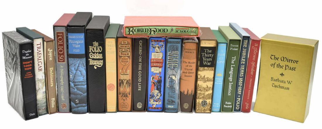 (20) BOOKS: FOLIO SOCIETY, LIKE NEW, MANY TITLES: (lot of 20) Books published by the Folio Society, London, 20th/21st. c., all in excellent condition, most appearing as unread, all with slip cases, titles and authors include James Joyce, "The Rise an