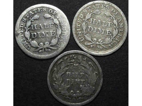 LOT OF THREE LIBERTY SEATED HALF DIMES - 2
