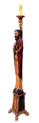 SPAIN ANTIQUE RELIGIOUS GILT WOOD SAINT LAMP - 2