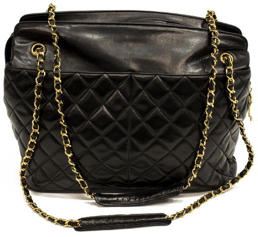 Chanel Black Quilted Caviar Leather Tote Bag