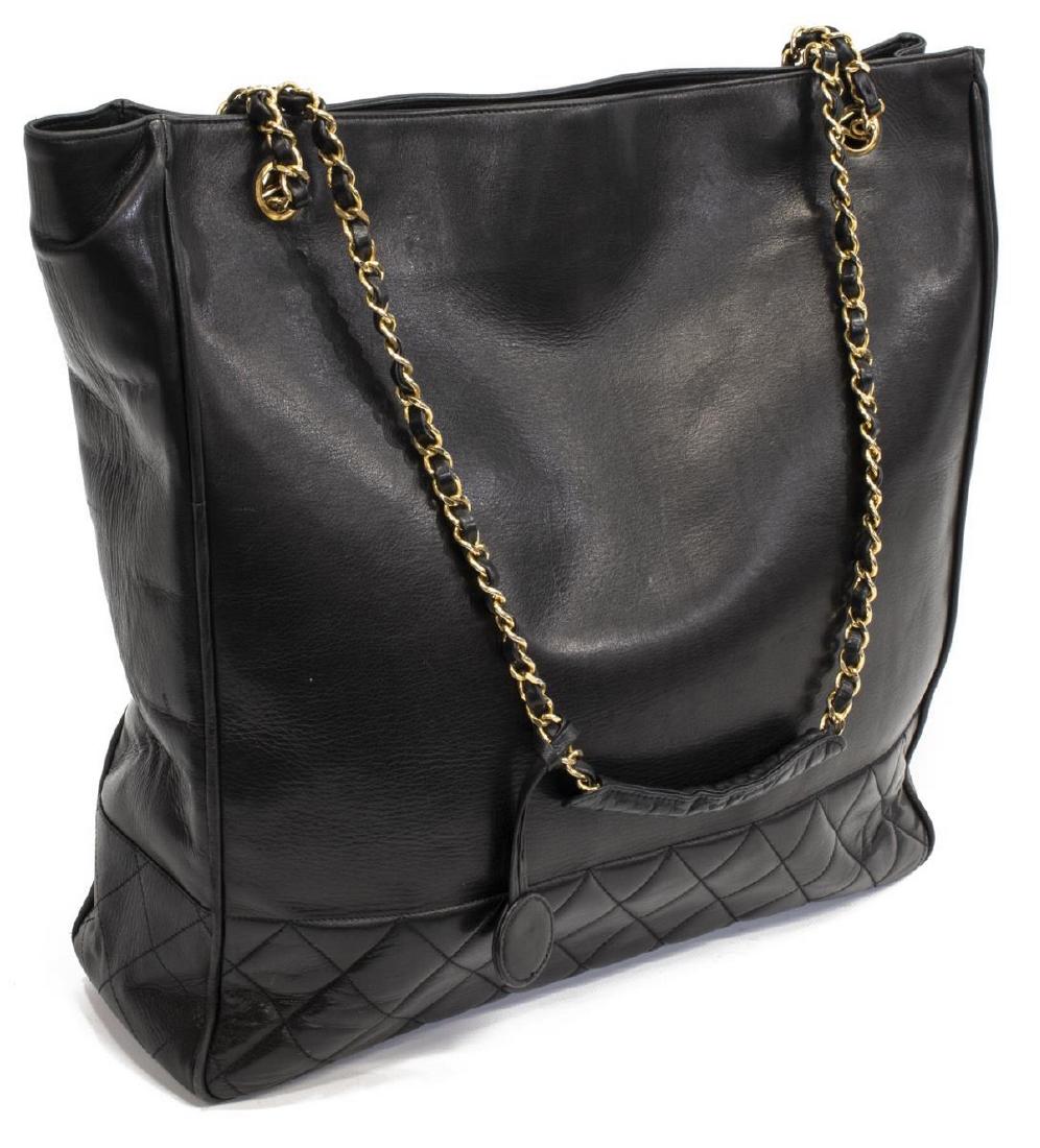 CHANEL SMOOTH & QUILTED BLACK LEATHER TOTE BAG (1 of 4)
