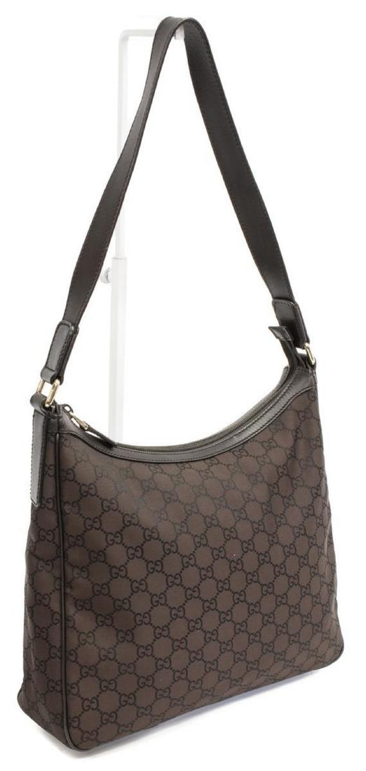 GUCCI BROWN NYLON MONOGRAM COATED TOTE BAG (1 of 4)