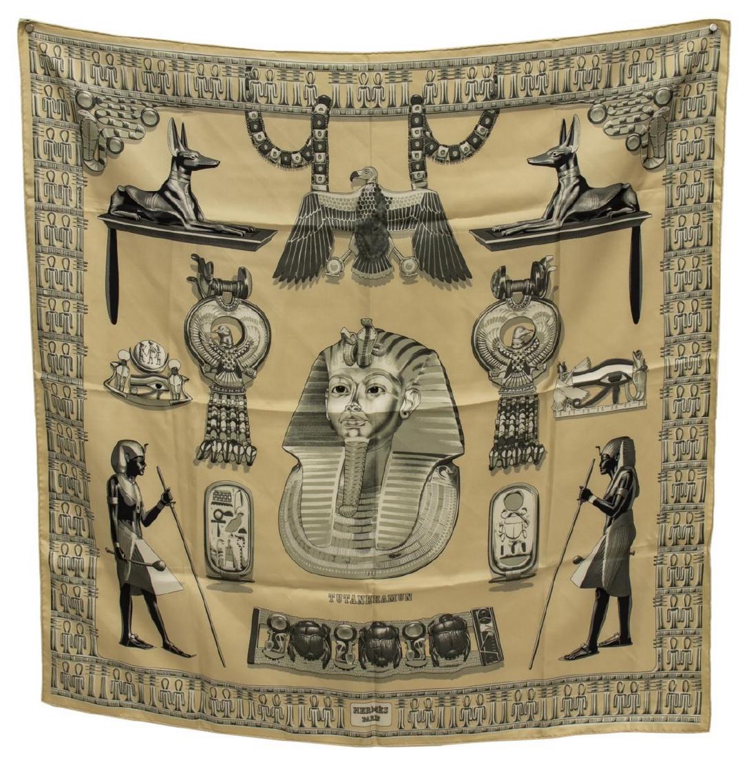 HERMES SILK TWILL SCARF, 'KING TUTANKHAMUN' (1 of 3)
