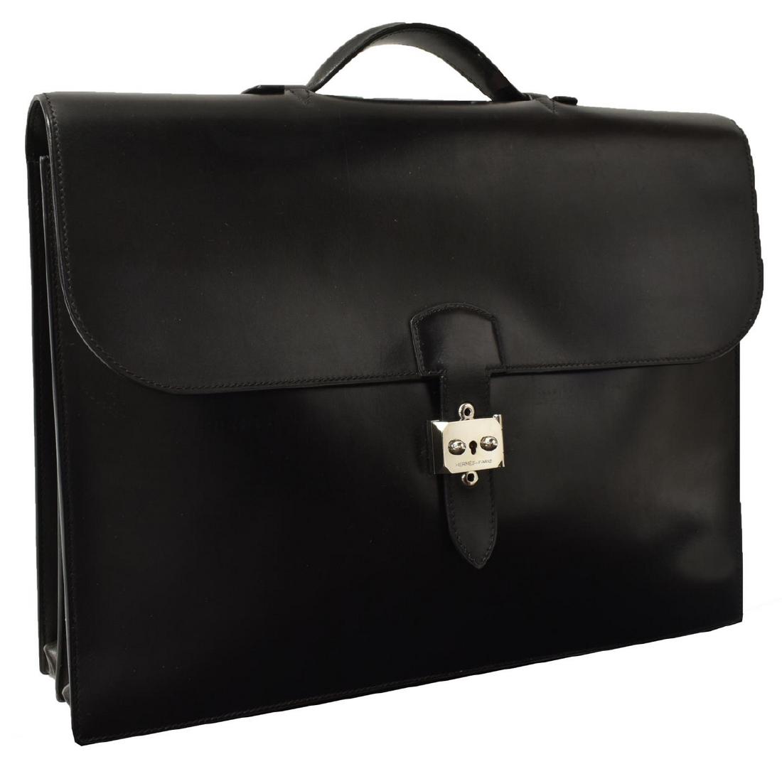 HERMES SAC A DEPECHES BLACK BOX LEATHER BRIEFCASE (1 of 5)
