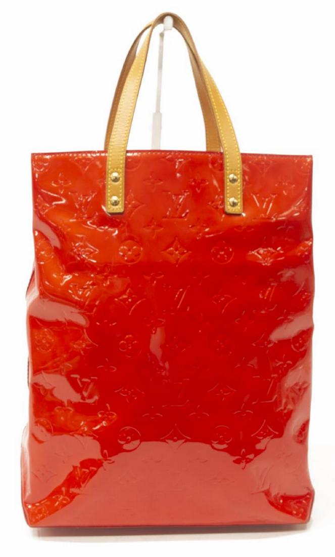 LOUIS VUITTON 'READE MM' RED PATENT VERNIS HANDBAG (1 of 4)