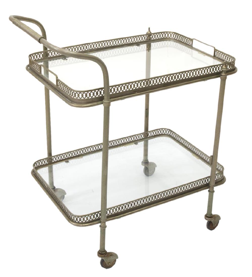 FRENCH SILVER-TONE METAL SERVICE CART, MID-20THC (1 of 3)