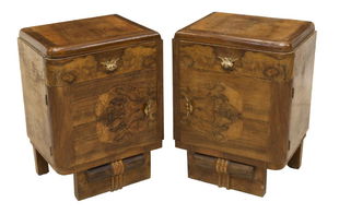 Vintage Art Deco Furniture For Antique Art Deco Burlwood Bedside Cabinets C 1930s