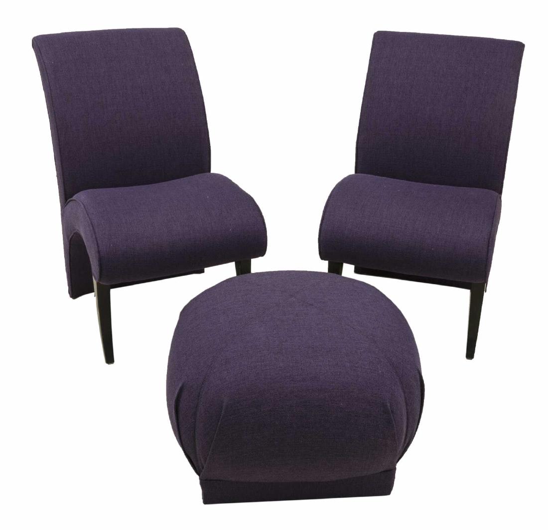 (3) THAYER COGGIN (ATTRIB) MODERN CHAIRS & OTTOMAN (1 of 3)