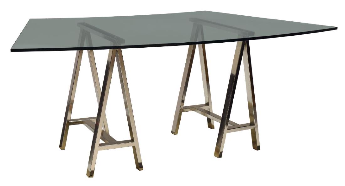 Modern Glass Chrome Sawhorse Trestle Desk Jun 21 2019