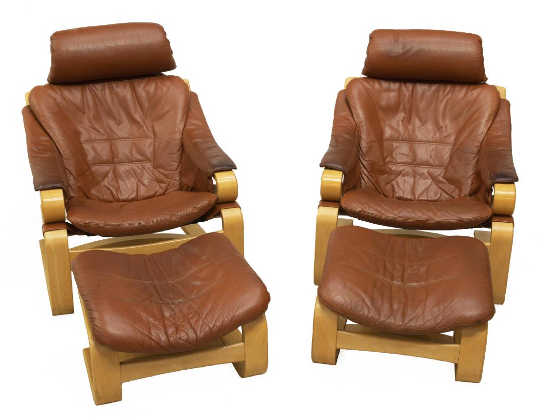 (4) DANISH MODERN SKIPPERS ARMCHAIRS & OTTOMANS (1 of 4)