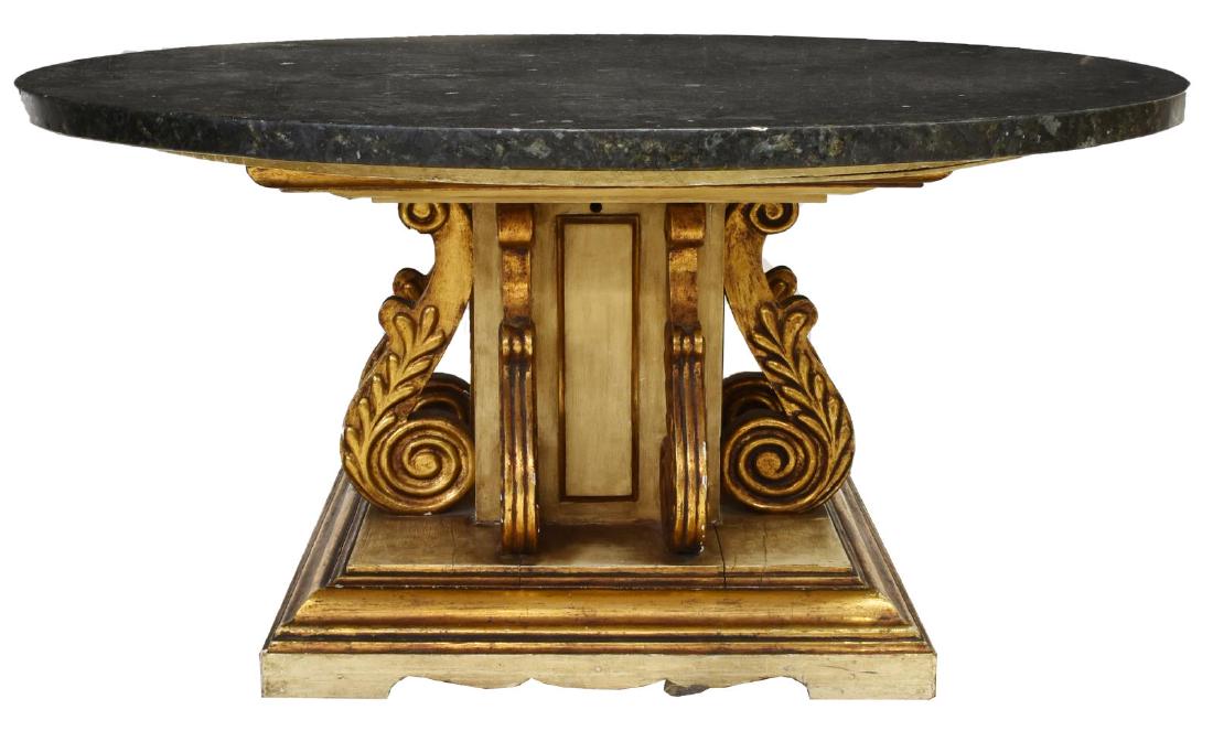 CIRCULAR GARNITE-TOP COFFEE COCKTAIL TABLE (1 of 4)