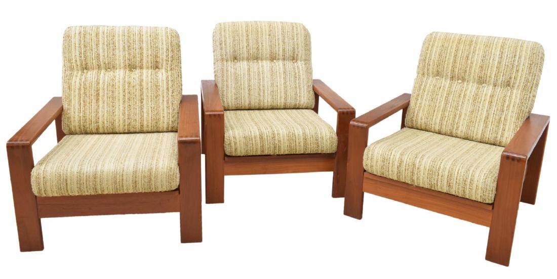 (3) DANISH MODERN TEAK FRAME ARMCHAIRS (1 of 3)