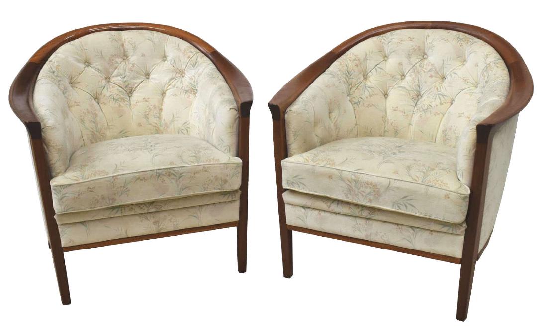 (2) DANISH MODERN TEAK FRAME BARREL-BACK ARMCHAIRS (1 of 2)