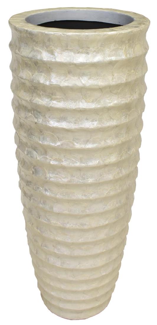 DECORATIVE IRIDESCENT CAPIZ SHELL FLOOR VASE (1 of 3)