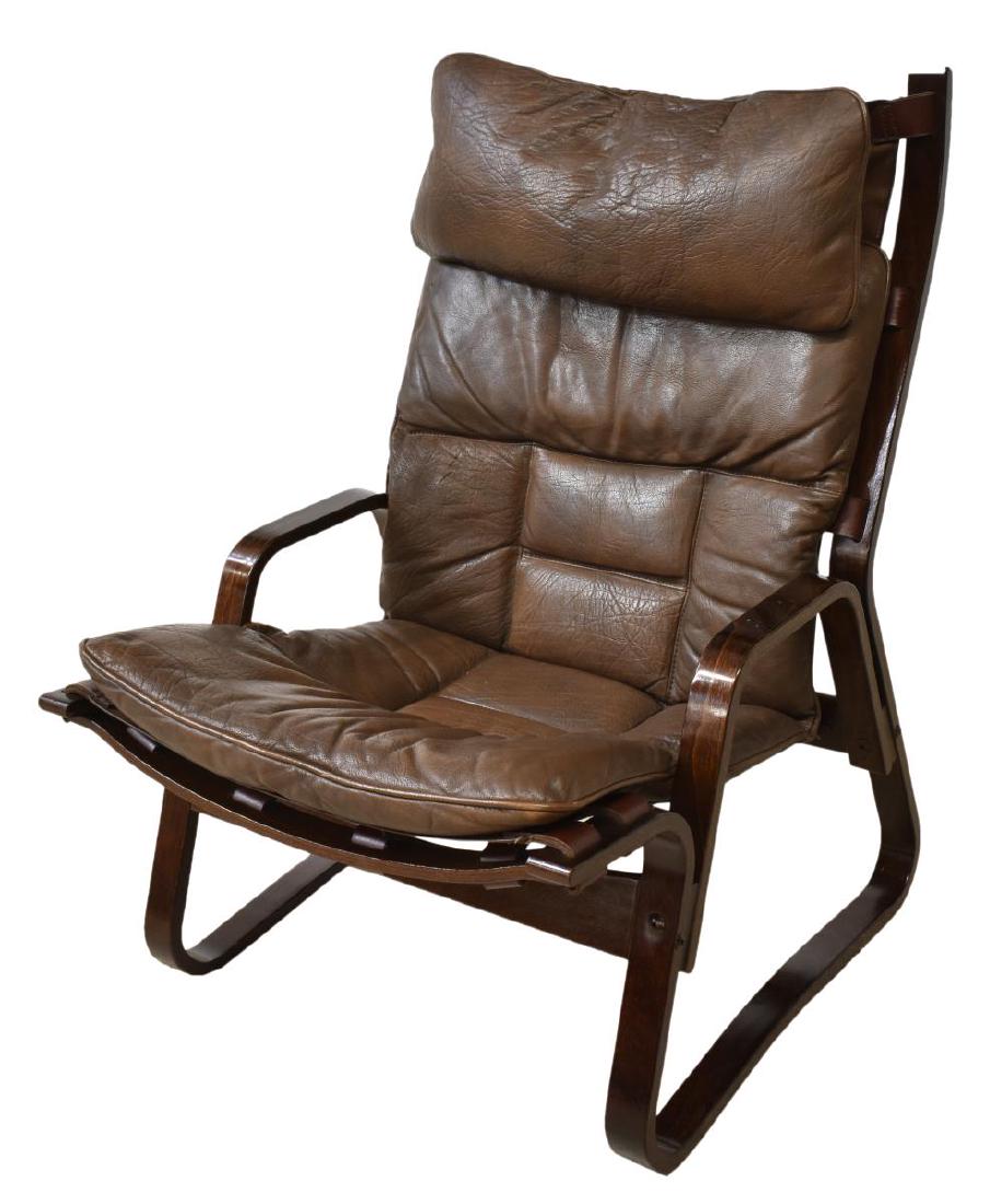 DANISH MODERN BENTWOOD LEATHER ARMCHAIR (1 of 3)