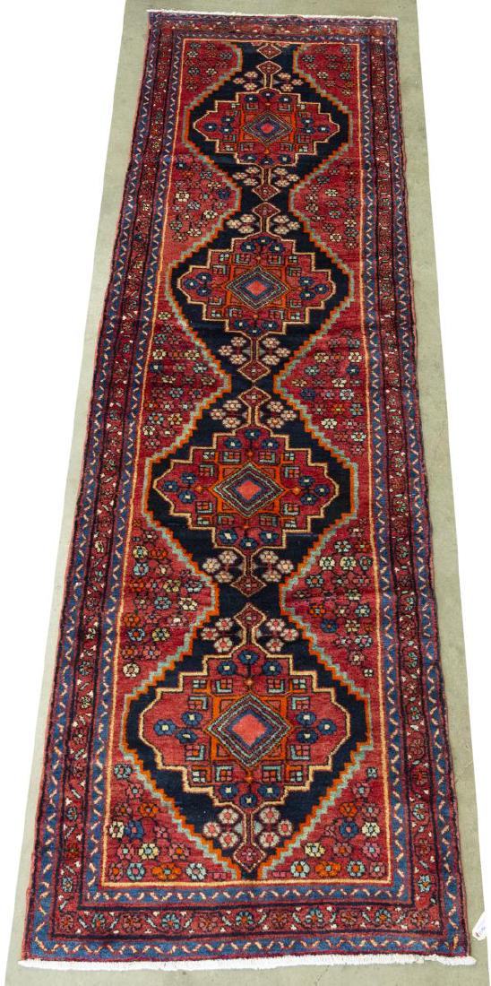 HAND-TIED PERSIAN NAHAVAND RUNNER, 13'4" X 3'8" (1 of 4)