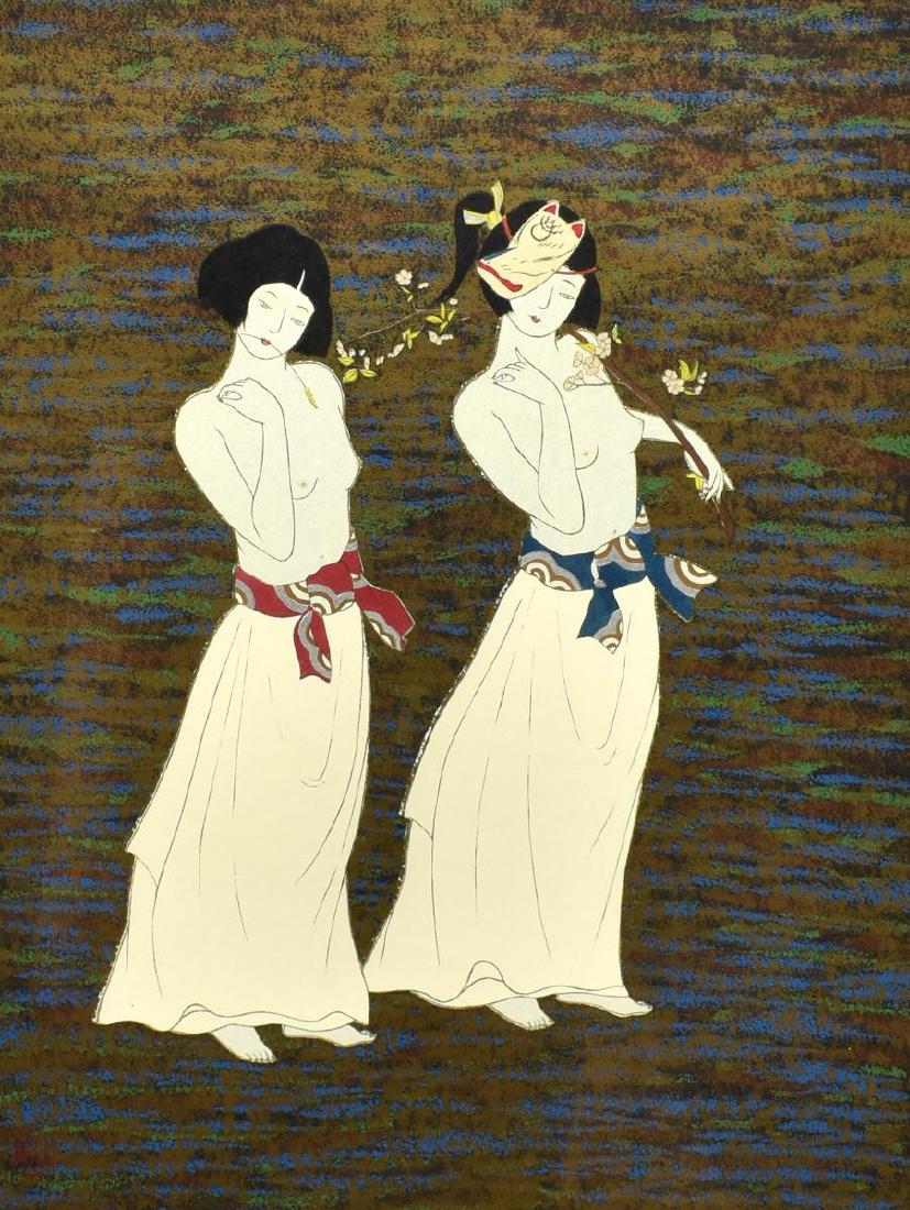 RYUSEI OKAMOTO (B.1949) TWO WOMEN WOODBLOCK PRINT (1 of 5)