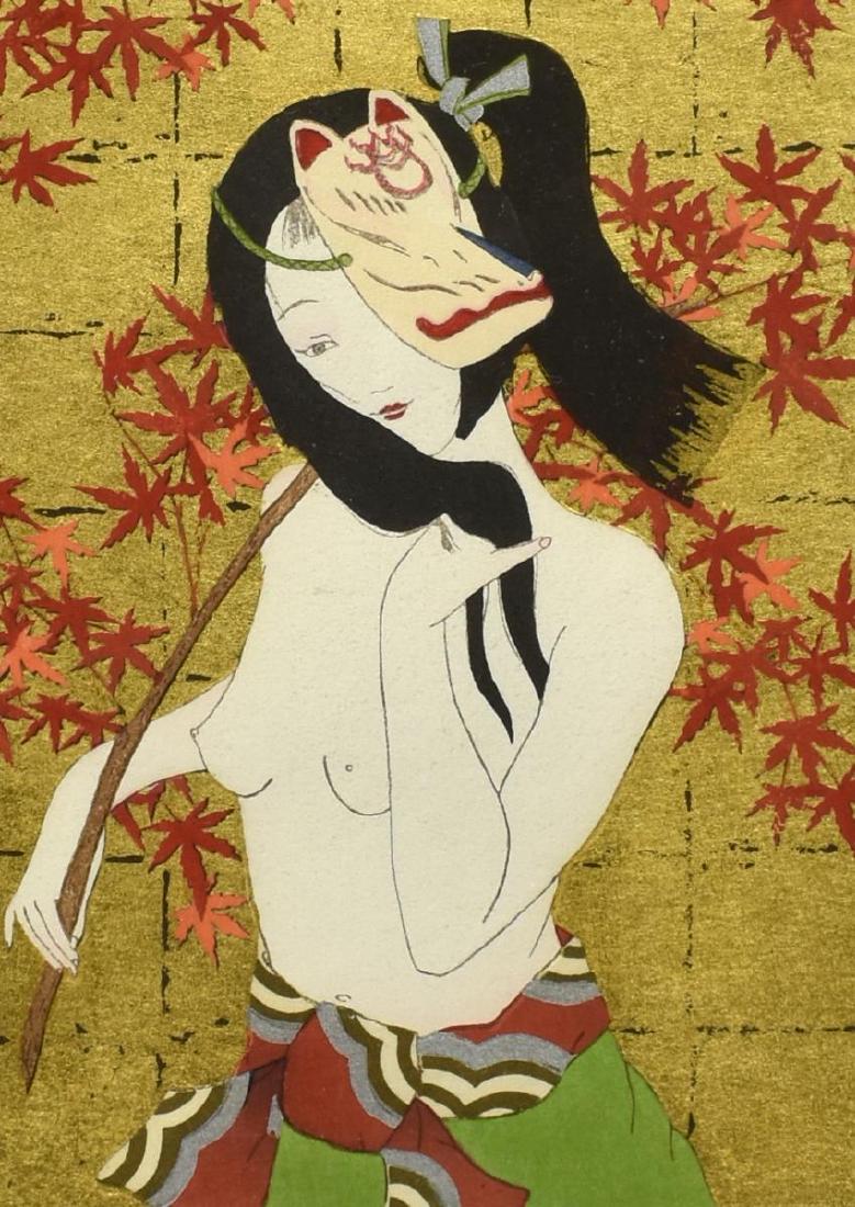 RYUSEI OKAMOTO (B.1949) WOMAN WITH MASK WOODBLOCK (1 of 5)