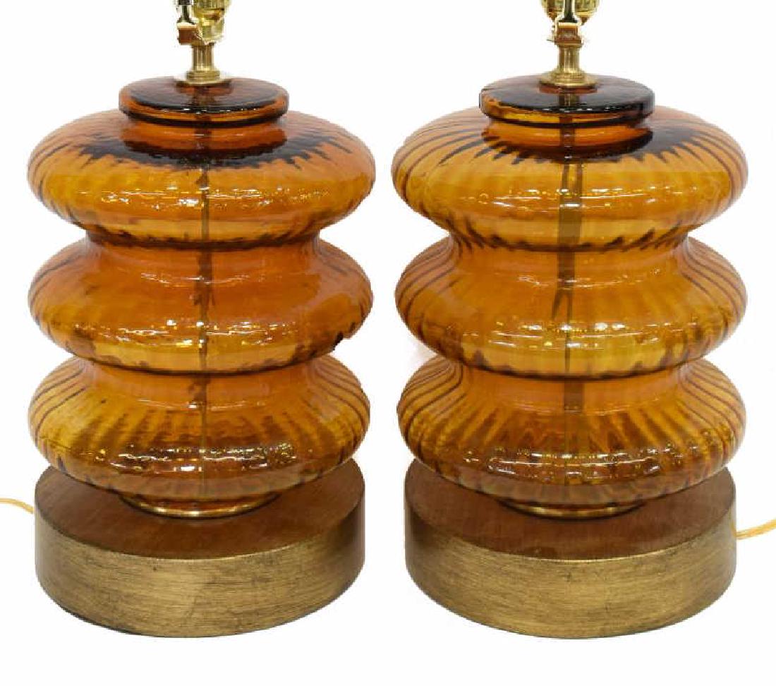 (2) DECORATIVE TIERED AMBER GLASS TABLE LAMPS (1 of 3)