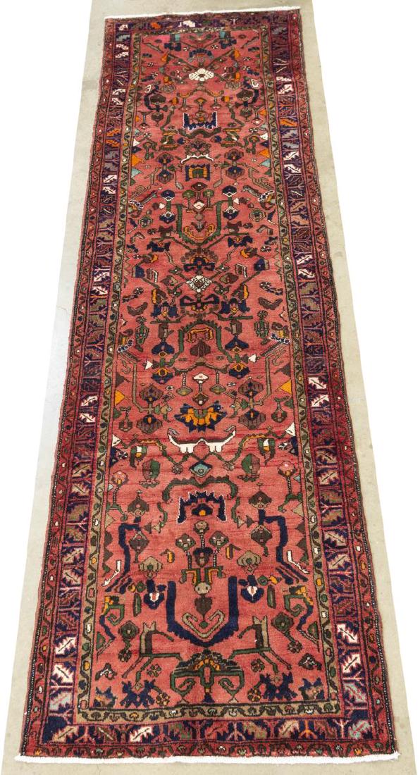 HAND-TIED PERSIAN HAMADAN RUNNER, 12'6" X 3'6" (1 of 4)