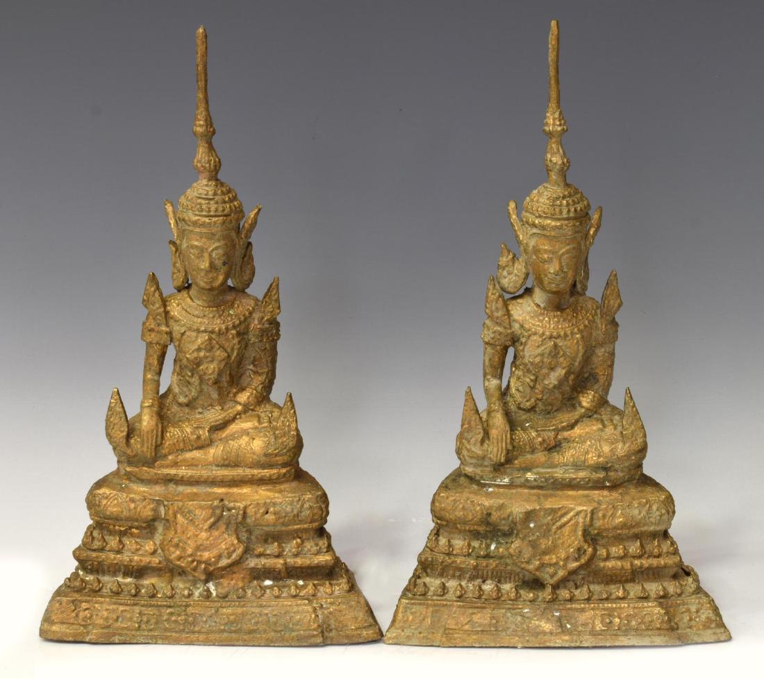 (2) THAI GILT BRONZE RATTANAKOSIN STYLE BUDDHAS (1 of 3)